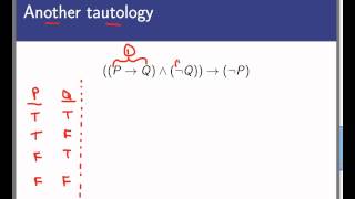 Tautologies and contraditions part 1 Screencast 217 [upl. by Cornell]