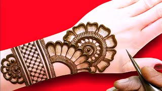 back hand Arabic mehndi designvery very easy simple Henna mehndi designwedding dulhan mehndi desig [upl. by Brianne357]