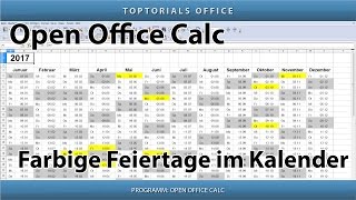 Farbige Feiertage im Kalender OpenOffice Calc [upl. by Gorlicki767]