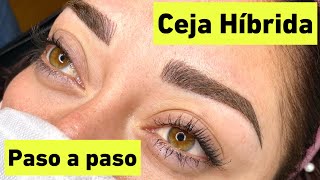 Como realizar la Ceja Híbrida paso a paso Micropigmentación de cejas microblading cejas [upl. by Atima]