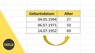 Wie man das Alter anhand eines Geburtsdatums in Excel berechnet 3 Schritte [upl. by Malaspina914]