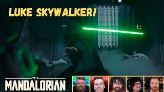 Reactors Reacting to LUKE SKYWALKER HALLWAY SCENE  The Mandalorian 2x8 quotThe Rescuequot [upl. by Helaine]