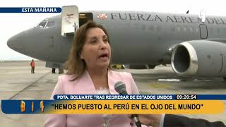 Dina Boluarte regresa tras participación en Asamblea de ONU “Pusimos al Perú en el ojo del mundo” [upl. by Janaye669]