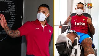 MEMPHIS DEPAY ARRIVES IN BARCELONA [upl. by Agripina403]