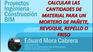 CALCULAR CANTIDAD DE MATERIALES PARA MORTERO DE REVOQUE PAÑETE REPELLO [upl. by Lienahs]