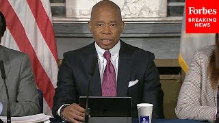 NYC Mayor Eric Adams Holds Press Briefing At City Hall [upl. by Rustie]