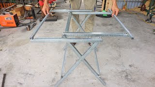 Great idea for a clever craftsmans folding table  Diy smart folding metal table [upl. by Diet355]