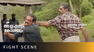 Biju Menons Fight Scene  AK Ayyappanum Koshiyum  Prithviraj Sukumaran  Amazon Prime Video [upl. by Menard829]