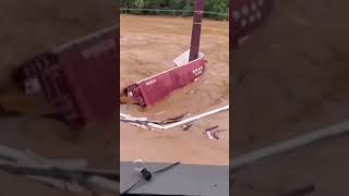 Shipping container MANGLED by hurricane flooding [upl. by Jilli]