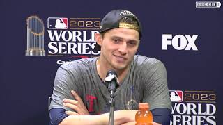 2023 World Series Corey Seager ignores question about Dodgers free agency [upl. by Vyky]