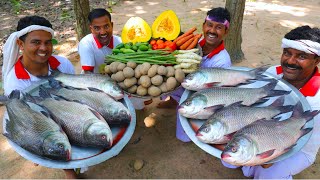 Bengali village style tomato potato Katla fish curry  fish curry cooking for village people [upl. by Tneicniv]