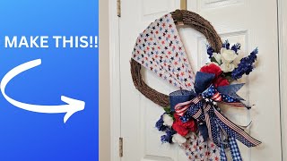 Simple Patriotic Grapevine Wreath Tutorial bowmaking patrioticdecor burlapali [upl. by Val127]