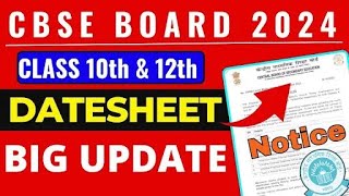 cbse 10th 12th circularcbse class 10th date sheet 2024cbse class 12th date sheet 2024 [upl. by Winshell]