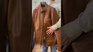 Schott NYC Cafe Racer Jacket 530🇺🇸 shorts asmr leatherjacket america usa [upl. by Burbank]