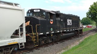 Yadkin Valley Railroad 9628 crossing US 52 and 601 in Mt Airy NC [upl. by Akeem]