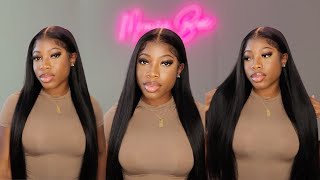 Best Straight 13x6 Lace Frontal Wig  Easy Step by Step Install  No Plucking  West Kiss Hair [upl. by Nykal]