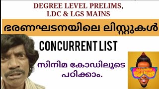 CONSTITUTION LIST IN INDIA  CONCURRENT LIST pscdegreeprelims [upl. by Eizus]