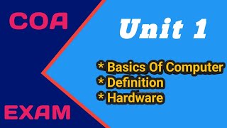 The Definition of Computer  COA Unit 1 computer defi techtamil [upl. by Ikuy]