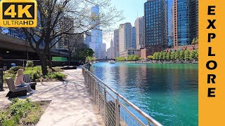 Walking Chicago Downtown 4K  Riverwalk and Magnificent Mile [upl. by Gerianna696]