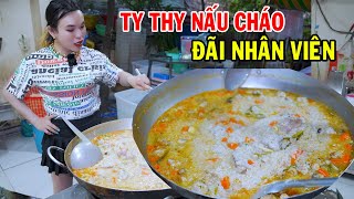 Ty Thy nấu cháo thịt bằm đãi nhân viên ăn no nê  Ty Thy Vlog Gỏi đu đủ [upl. by Puduns]