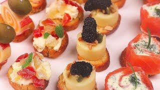 카나페4종 파티요리쉽게만들기 🎄Easy CANAPES IDEAS 🎄 パーティー カナッペ 5つ Appetizers 핑거푸드까나페 간단레시피 [upl. by Llednar865]