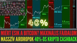 Miért Esik a Bitcoin Maximális Fájdalom Jön I Masszív Airdropok I 40 Kripto CashBack Patreon Pron [upl. by Nnednarb115]