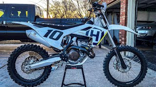 How To Change Dirt Bike Oil FC350Husqvarna 4 Stroke [upl. by Nangem]