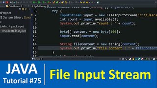 Java Tutorial 75  Java File Input Stream Class Examples File Handling [upl. by Rodrique]
