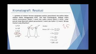 Review Soal Kromatografi Resolusi Angka Lempeng TeoritisALT Efisiensi Kolom I Review 2 [upl. by Noiraa]