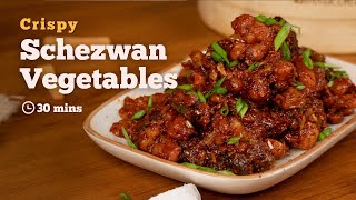 Crispy Schezwan Vegetables  IndoChinese Recipes Vegetarian Recipes  Chinese Starters  Cookd [upl. by Nosirb]