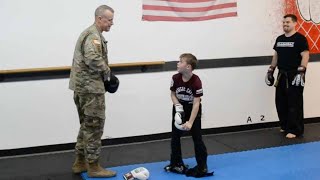 Sergeant Surprises Son In Taekwondo Lesson [upl. by Gilbertina257]