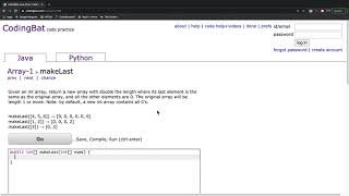 CodingBat Array 1 makeLast [upl. by Tram]