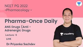 PharmaOnce Daily  ANS Drugs  L5  Pharmacology  2021 Lets crack NEET PG  Dr Priyanka Sachdev [upl. by Ecnerewal]