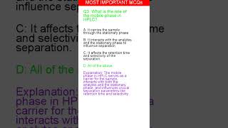 HPLC MCQs  Pharmacy MCQs  Daily Biology MCQs  Test Your Knowledge [upl. by Sankey358]