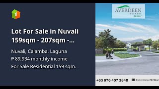 Lot For Sale in Nuvali 159sqm  207sqm  Avida Averdeen Estates [upl. by Eshman376]