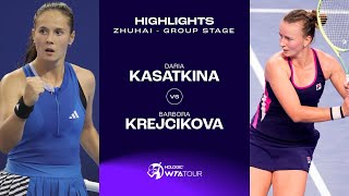 Daria Kasatkina vs Barbora Krejcikova  2023 Zhuhai Group Stage  WTA Match Highlights [upl. by Alfonse]