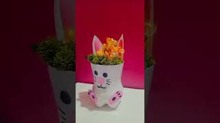 rabbit flower pot from plastic bottle l best out of waste diy reuse shortsvideo youtube [upl. by Anelram]