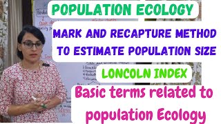 Population Ecology  Mark and Recapture Method  Lincoln Index  Terms Related to Population Ecology [upl. by Jain989]