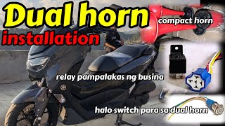 Dual horn installation nmax v2  Paano magkabit ng dual horn with relay  compact horn installation [upl. by Chaddie]