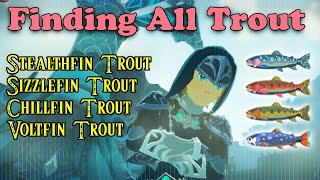 Trout Farming Botw  Stealthfin Trout Voltfin Trout Sizzlefin Trout amp Chillfin Trout [upl. by Laurin]