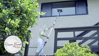 How to Wash High Windows without using a Ladder and Clean Rain Gutters Easily on Your House [upl. by Htrap69]