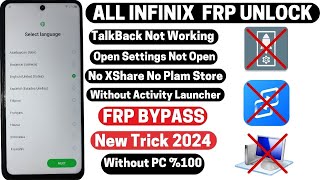 All Infinix Frp UnlockBypass Google Account Latest Security 2024 Android 1312 X6525 Without Pc [upl. by Kenzi]