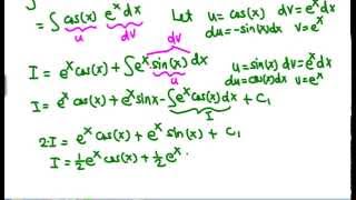 Integration by Parts ex cos x video 1018 [upl. by Nivled]