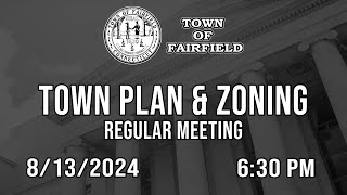 Town Plan amp Zoning Regular Meeting  8132024 [upl. by Jenna285]