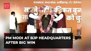 Election Results PM Modi at BJP Headquarters after big win in Hindi heartland [upl. by Inalel]