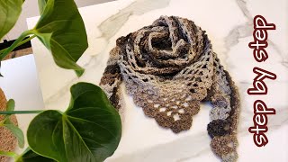 Tutorial uncinetto sciarpa scialle baktus facile per principianti  Crochet scarfbaktus beginner [upl. by Asirb]