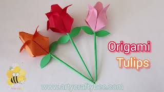 How To Make Origami Tulip Flower  Origami Tulip Tutorial [upl. by Treborsemaj]