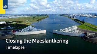 Closing the Dutch Maeslantkering flood defence  Timelapse [upl. by Haraj993]