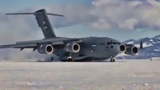 Big C17 Transport Plane Lands In Antarctica [upl. by Matthias]