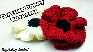 Easy Crochet Poppy Flower Tutorial [upl. by Drummond]